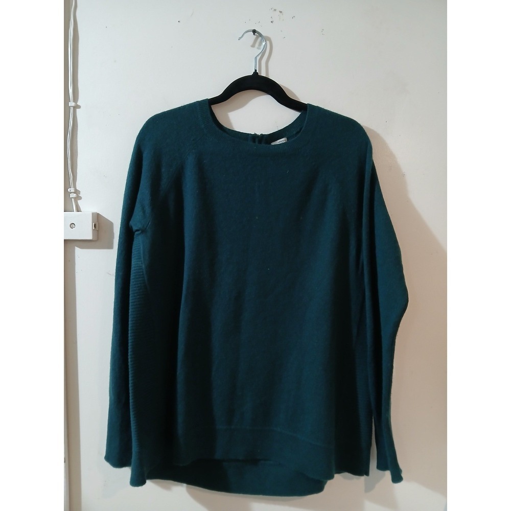 Halogen Women's Teal 100% Cashmere Crew Neck Long Sleeve Sweater Size L
